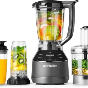 nutribullet triple Prep System, batidora eléctrica, batidora de vaso profesional multifunción, 1500 vatios de potencia, 3 electrodomésticos, negro, NBF580B