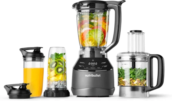 nutribullet triple Prep System, batidora eléctrica, batidora de vaso profesional multifunción, 1500 vatios de potencia, 3 electrodomésticos, negro, NBF580B