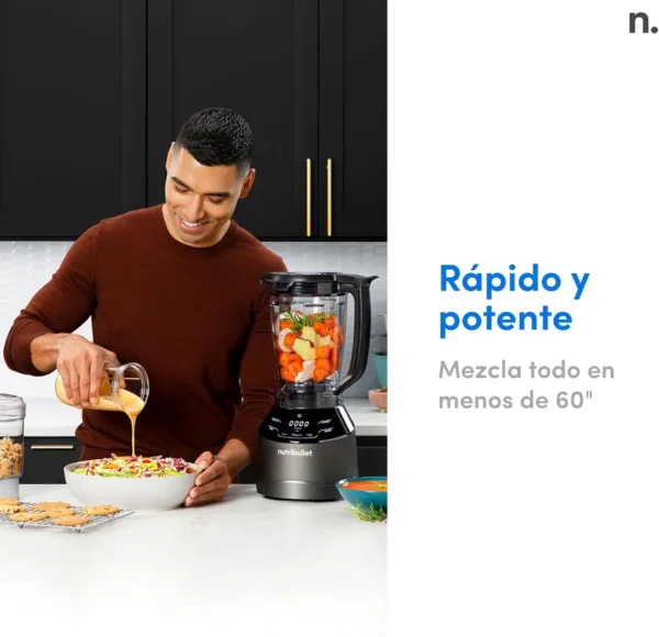 nutribullet triple Prep System, batidora eléctrica, batidora de vaso profesional multifunción, 1500 vatios de potencia, 3 electrodomésticos, negro, NBF580B - Imagen 5