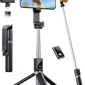 ANXRE Palo Selfie con Control Remoto,Giratorio de 360° Trípode para Movil Rripe, 106cm Telemovel Palo Selfie Tripode Compatible con iPhone Samsung Android Smartphone