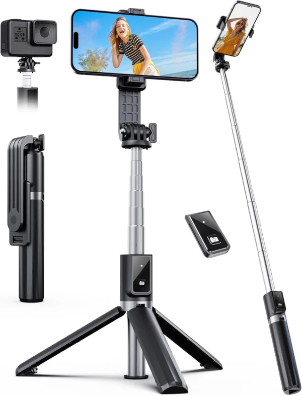 ANXRE Palo Selfie con Control Remoto,Giratorio de 360° Trípode para Movil Rripe, 106cm Telemovel Palo Selfie Tripode Compatible con iPhone Samsung Android Smartphone