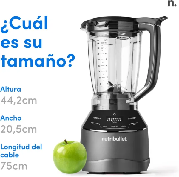 nutribullet triple Prep System, batidora eléctrica, batidora de vaso profesional multifunción, 1500 vatios de potencia, 3 electrodomésticos, negro, NBF580B - Imagen 8