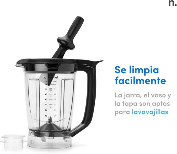 nutribullet triple Prep System, batidora eléctrica, batidora de vaso profesional multifunción, 1500 vatios de potencia, 3 electrodomésticos, negro, NBF580B - Imagen 7