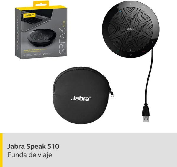 Jabra Altavoz Speak 510 - Bluetooth portátil, altavoz de conferencia - Se conecta a computadoras portátiles, teléfonos inteligentes y tabletas - Enchufe USB - Imagen 2