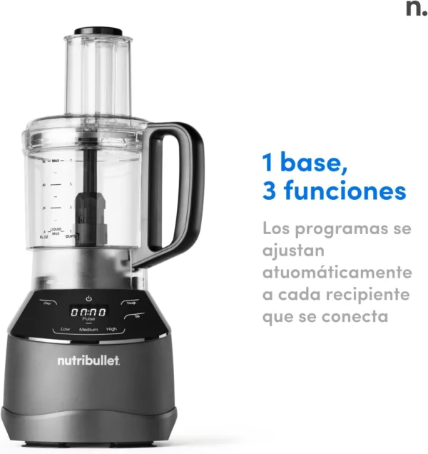 nutribullet triple Prep System, batidora eléctrica, batidora de vaso profesional multifunción, 1500 vatios de potencia, 3 electrodomésticos, negro, NBF580B - Imagen 4