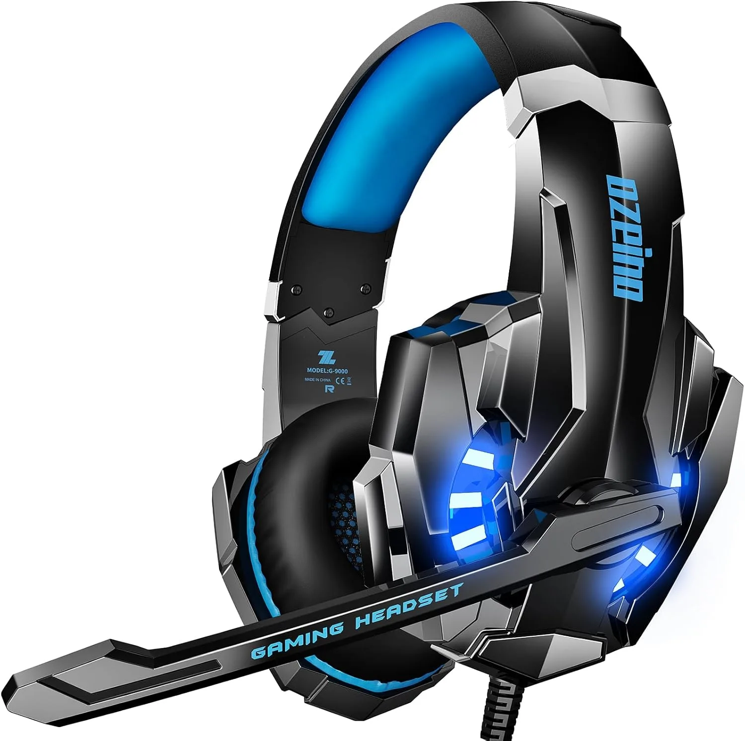Ozeino Cascos Gaming para Ps4 Ps5 PC Switch Xbox, Auriculares Gaming con Sonido 3D Estéreo Micrófono de Cancelación de Ruido Luz RGB, Cascos con Cable para Laptop Teléfono Mac
