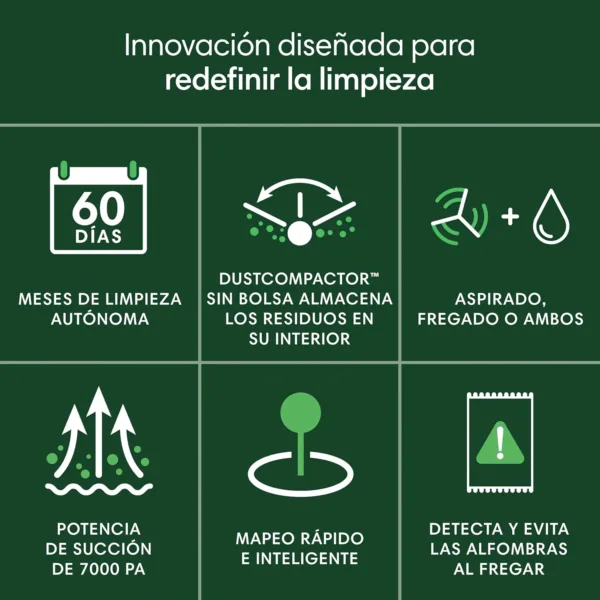 iRobot Roomba 205 DustCompactor Combo Robot, compacta Suciedad en Interior, autonomía 60 días sin vaciar el Robot, sin Bolsa, succión Potente, 7000Pa, navegación LiDAR, Limpieza multisuperficie, App - Imagen 2