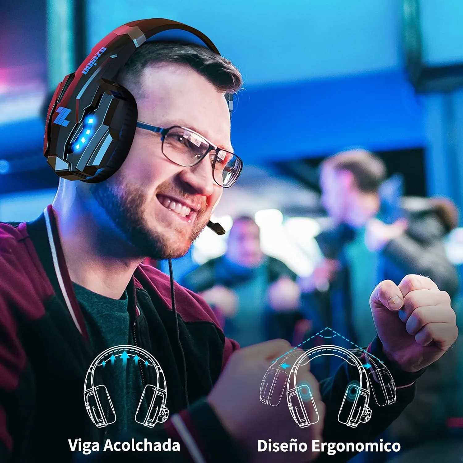 Ozeino Cascos Gaming para Ps4 Ps5 PC Switch Xbox, Auriculares Gaming con Sonido 3D Estéreo Micrófono de Cancelación de Ruido Luz RGB, Cascos con Cable para Laptop Teléfono Mac - Imagen 4