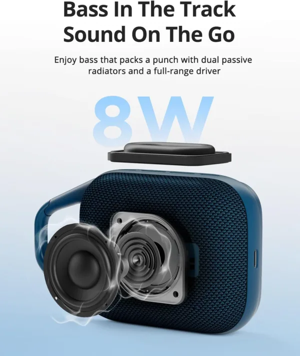 Tronsmart Mirtune H1 Altavoz Portatil Bluetooth 5.3, Resistente al Agua IPX7, 20 Horas de Reproducción, Sonido Fuerte y Graves Fuertes, Customize EQ, para Ciclismo, Escalada, Viajes - Azul - Imagen 3