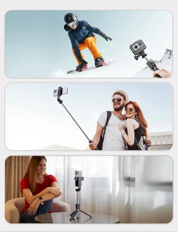 ANXRE Palo Selfie con Control Remoto,Giratorio de 360° Trípode para Movil Rripe, 106cm Telemovel Palo Selfie Tripode Compatible con iPhone Samsung Android Smartphone - Imagen 7