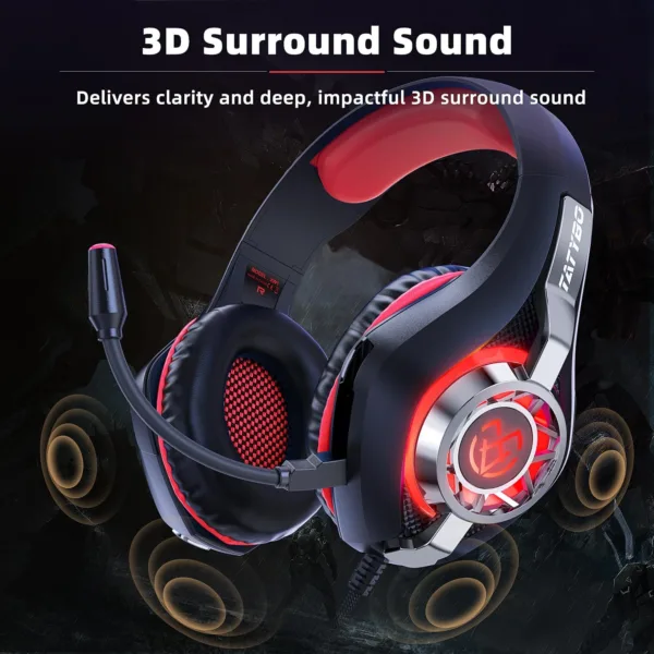 Tatybo Cascos Gaming, Auriculares Gaming con Graves Envolventes 3D, Micrófono Reducción De Ruido Y Almohadillas De Proteína, para Ps4 Ps5 Xbox PC Laptop - Imagen 5