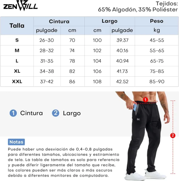 ZENWILL ZeroBols Pantalones Deportivos Hombre Gimnasio Cremallera Gym Jogger Pantalón Largo Running Entrenamiento Hombre - Imagen 6