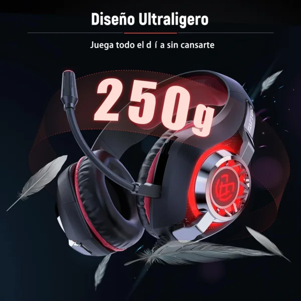 Tatybo Cascos Gaming, Auriculares Gaming con Graves Envolventes 3D, Micrófono Reducción De Ruido Y Almohadillas De Proteína, para Ps4 Ps5 Xbox PC Laptop - Imagen 2