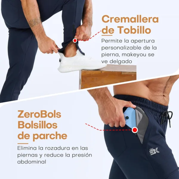 ZENWILL ZeroBols Pantalones Deportivos Hombre Gimnasio Cremallera Gym Jogger Pantalón Largo Running Entrenamiento Hombre - Imagen 2