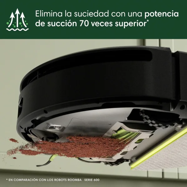 iRobot Roomba 205 DustCompactor Combo Robot, compacta Suciedad en Interior, autonomía 60 días sin vaciar el Robot, sin Bolsa, succión Potente, 7000Pa, navegación LiDAR, Limpieza multisuperficie, App - Imagen 6