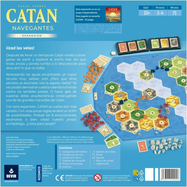 Devir - Catan: expansión Navegantes, Juego de Mesa Familiar, con Amigos, 10 años (BGNAVEGANTES) - Imagen 3