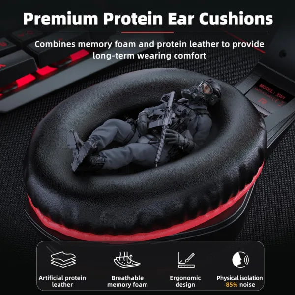 Tatybo Cascos Gaming, Auriculares Gaming con Graves Envolventes 3D, Micrófono Reducción De Ruido Y Almohadillas De Proteína, para Ps4 Ps5 Xbox PC Laptop - Imagen 4