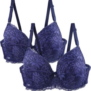 Pack of 2 Women's Bra Set Lace Up Bra Set Comfortable Lace with Adjustable Straps Elegant Underwear For Everyday and Leisure Multicoloured Bras Sports Bras Zipper