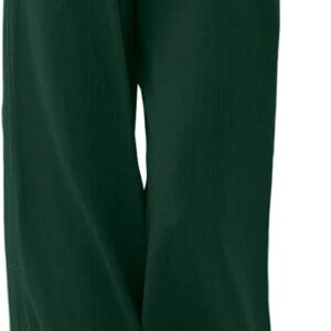 Women's Casual Solid Color Straight Pants with Pockets Elastic Waist Loose Long Pants Leggings Women Dress_5