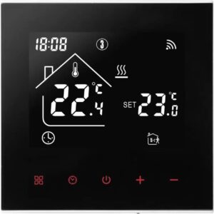 Smart WiFi Underfloor Heating Thermostat with Boiler LED Display Touch Panel Indoor Compatible with Alexa Google Home (Black - 3A Boiler Heating)