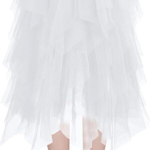 Women's Tulle Skirt, Long Skirt Women Elastic Waist, Women's Tulle Tutu Irregular Skirt, Pleated Skirt for Women Casual Chiffon, Elegant Vintage for Ballet Prom Party