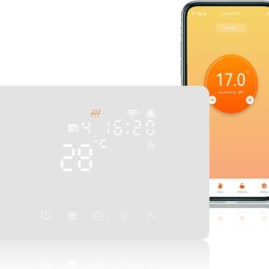 KETOTEK WiFi Boiler Thermostat 220V 5A Compatible with Alexa, Smart Timer Thermostat Heating WiFi Programmabile Wall with Controllo Smart Life/Tuya App, Dry Contact, White