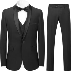 Men's 3 Piece Suit Slim Fit Wedding Business Dinner Jacket Button Shawl Lapel Vest Pants
