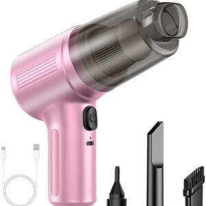 Handheld Cordless Car Vacuum Cleaner with Built-in Suction and Blowing, Lightweight Portable Vacuum Cleaner for Quick Removal of Vehicle Dust and Debris (Pink)
