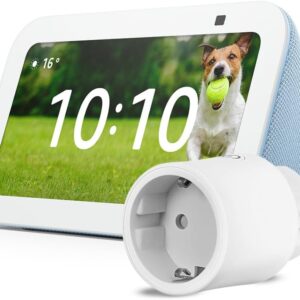 Echo Show 5 (Última generación) | Gris azulado + OSRAM SMART+ Enchufe inteligente con Matter, compatible con Alexa - Kit de inicio de Hogar digital