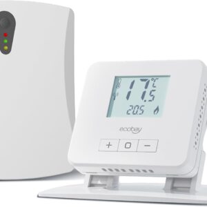 Wireless Thermostat with Receiver for Boilers, Electric and Water Underfloor Heating, Non-Programmable