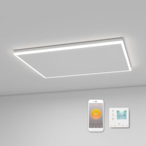 Infrared Heater, Ceiling Mounted, 590 W, with LED Lighting, Infrared Heating, with Thermostat, APP Remote Control, Electric Heating Panel, 88 x 63 cm