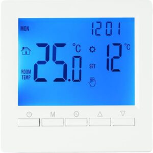 Programmable Digital Thermostat with LCD Display, Wall Mounted Temperature Control Unit for Gas Boiler and Underfloor Heating, 5+2 Day Schedule with