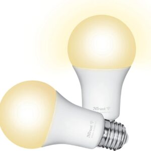 Trust WIFI CCT E27-71298-02 LED Bulb, Compatible with Alexa and Google Home, Dimmable LED Light, No Hub, 2.4GHz E27 LED Bulb, Smart Bulb, Warm to Cold White Light - Pack of 2
