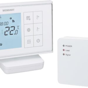 Wengart WG010RF Wireless Thermostat, Battery Operated and Receiver, Weekly Programming, No Wiring, Compatible with Underfloor Heating/Boiler