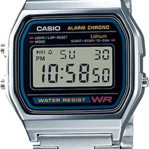 Casio Watch A158WA-1CR, Men's Watch A158WEA-1EF, Black / Silver, Bracelet