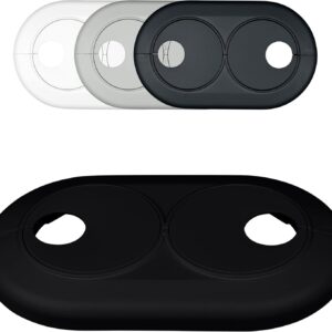 Double Rosette for Heating Pipes, Variable Distance Between Pipes, White, Grey, Black, Trim, Radiator Pipe Cover, Cover (18 mm, Black RAL 9005)