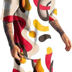 Scarf Suit Man Sports Suit for Men, T-Shirt And Shorts, Two-Piece Tracksuit Set, Fashion Print, Casual Short Sleeve Shirt, Jacket Suit Velvet