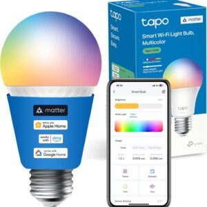Tapo L535E Smart Bulbs, 1055 Lumens High Brightness (75W Equivalent), Multicolor, 2500-6500k Dimmable, Compatible with Matter, Alexa and Google