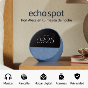 New Amazon Echo Spot (2024 Model) | Smart Alarm Clock with Quality Sound and Alexa | Blue