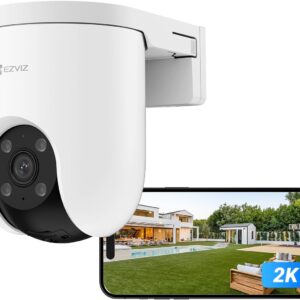 EZVIZ 2K PoE Outdoor Surveillance Camera with Person Detection, Auto Tracking, Color Night Vision, Siren and Light Alarm, Two-Way Audio, H.265, Compatible with Alexa, H8c