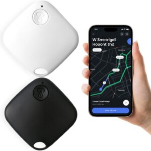 2 Piece Bluetooth 5.2 GPS Locator for Keys, Wallets, Bags, Pets and Suitcases, Tracker Compatible with Android and iOS, Alarm, Two-Way Search, Replaceable Battery