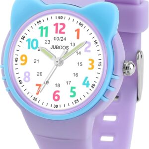 Juboos Analog Watch Boys Girls Learn Time 30ATM Watch Easy Read 4-12 Years Old Great Birthday Gift