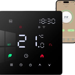 WiFi Heating Thermostat for Boiler, Smart Digital Thermostat, Programmable Thermostats Compatible with Alexa, Google Assistant, Digital Touch Screen, Dry Contact