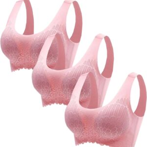 3 Bras for Women Without Up Comfortable Sports Bra Without Bra Lace Padded Elastic Bodice Medium Support Sleep Top Classic All