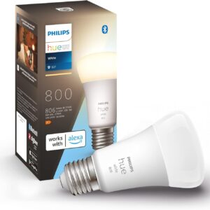 Philips Hue - Smart LED Bulb, E27 Socket, Dimmable Warm Light, 9W - 800 Lumens, Bluetooth, Compatible with Zigbee and Alexa