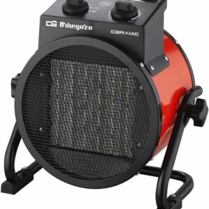 Orbegozo FHR 3050 A Professional Ceramic Electric Heater, 3000 W, 2 Heat Powers, Adjustable Temperature Control, Overheat Protection, Fan Position, Red