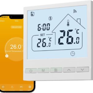 Beok Tuya Smart Wall WiFi Wall Thermostat - Underfloor Water Heating Thermostat Compatible with Alexa, Google 3A