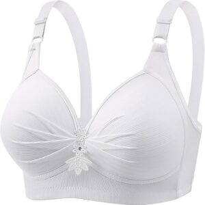 Plus Size Bra with Adjustable Shoulder Strap and Cup Shaping Button Back Lace Sexy for Women Bras Running