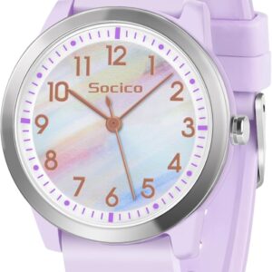 SOCICO Analog Wrist Watch for Boys Girls, 5ATM/50M Waterproof Minimalist, Wristwatch for Kids Age 8-18 Teenagers