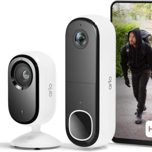 Arlo Wireless HD Video Door Phone & 2K Indoor Camera - Smart Home Security for Family & Pets, Night Vision, Motion Detection, Two-Way Audio, Compatible with Alexa